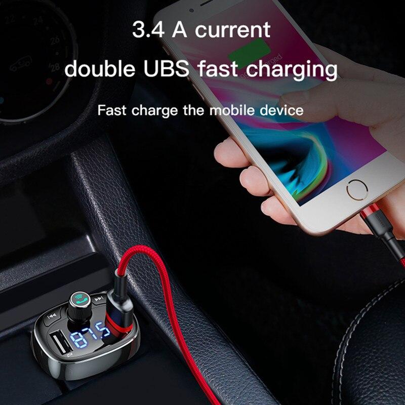 Bluetooth FM-передатчик Автомобильный комплект громкой связи 3.4A Dual USB MP3 Аудиоплеер Автомобильное зарядное устройство FM-модулятор