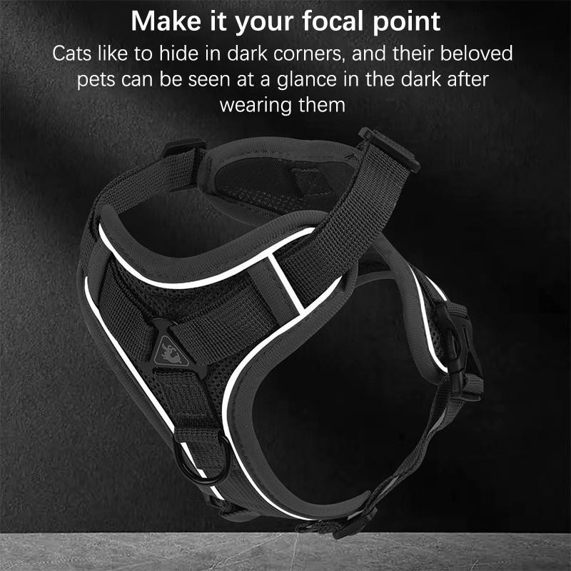 1 комплект поводков для кошек, набор с защитой от побега, дышащий, светоотражающий, регулируемый, для котят и щенков, нагрудный ремень, тяговый трос, товары для животных