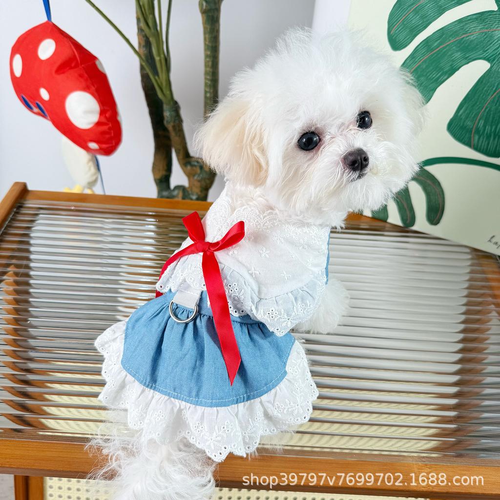 Spring and Summer Cowboy Princess Skirt Pet Dog Cat Clothes Skirt Than Bear Dog Skirt