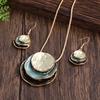 Multilayer Pendant Jewelry Vintage Boho Jewelry Set Zinc Alloy Enamel Multilayer Round Pendant Necklace and Earrings Elegant Fashion Accessory