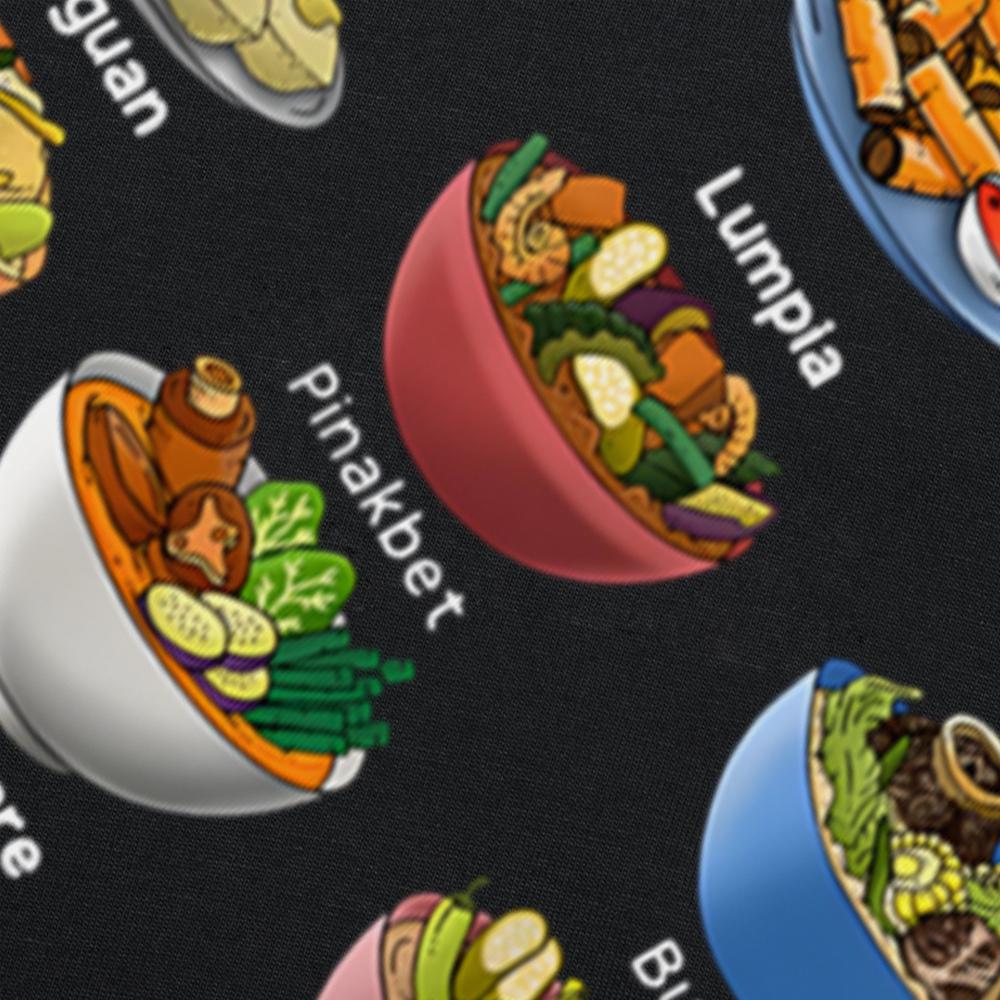 Филиппинская еда 101 Популярная еда Смешные футболки с графикой Мужские Женские Хлопок Юмор Уличная одежда Короткий рукав Унисекс Свободная одежда