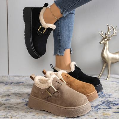 Женские зимние ботинки на платформе широкой полноты, клоги на плюшевой подкладке с увеличением высоты, зимние теплые биркенштоки оптом для женщин