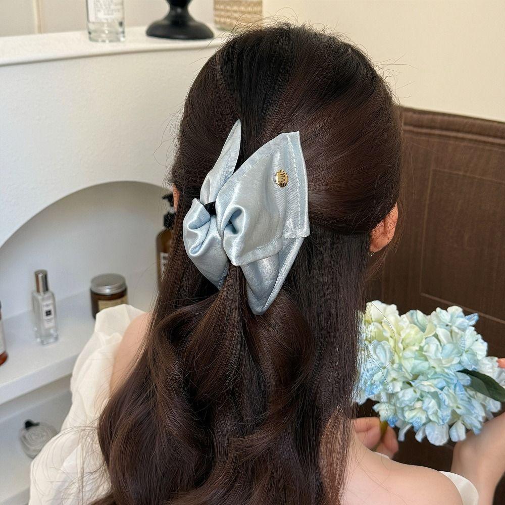 Satin Cloth Shark Clamp Simple Shell Hair Accessories Fashion Ponytail Hair Clip  Back of Head