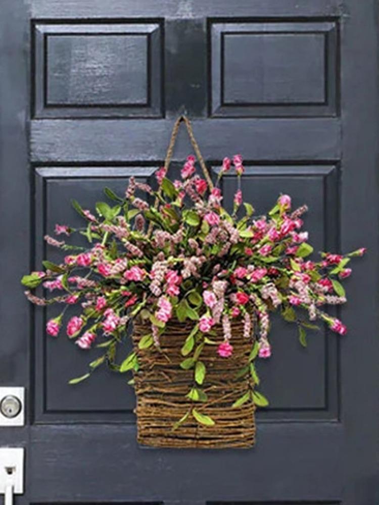1 шт. искусственная цветочная корзина подвесная корзина весна лето розовые полевые цветы для декора входной двери фермерский дом коттедж гирлянды