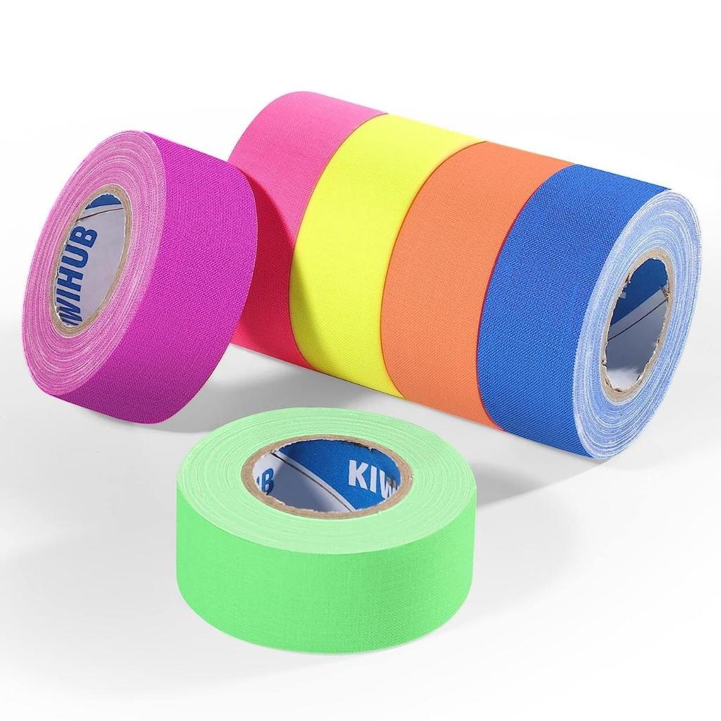 6 рулонов/комплект УФ-черной светящейся ленты в темноте-флуоресцентная ткань/неоновая лента, супер яркая тканевая светящаяся лента для вечеринок