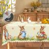 1 Пасхальная круглая скатерть, 5 размеров в наличии, Милая скатерть с квадратным принтом пасхального кролика и яиц, Процесс тиснения края, Скатерть «Весенний сад» Декора