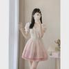 2025 Sweet Gradient Princess Puffy Dress - French Summer Style, Slim Waist