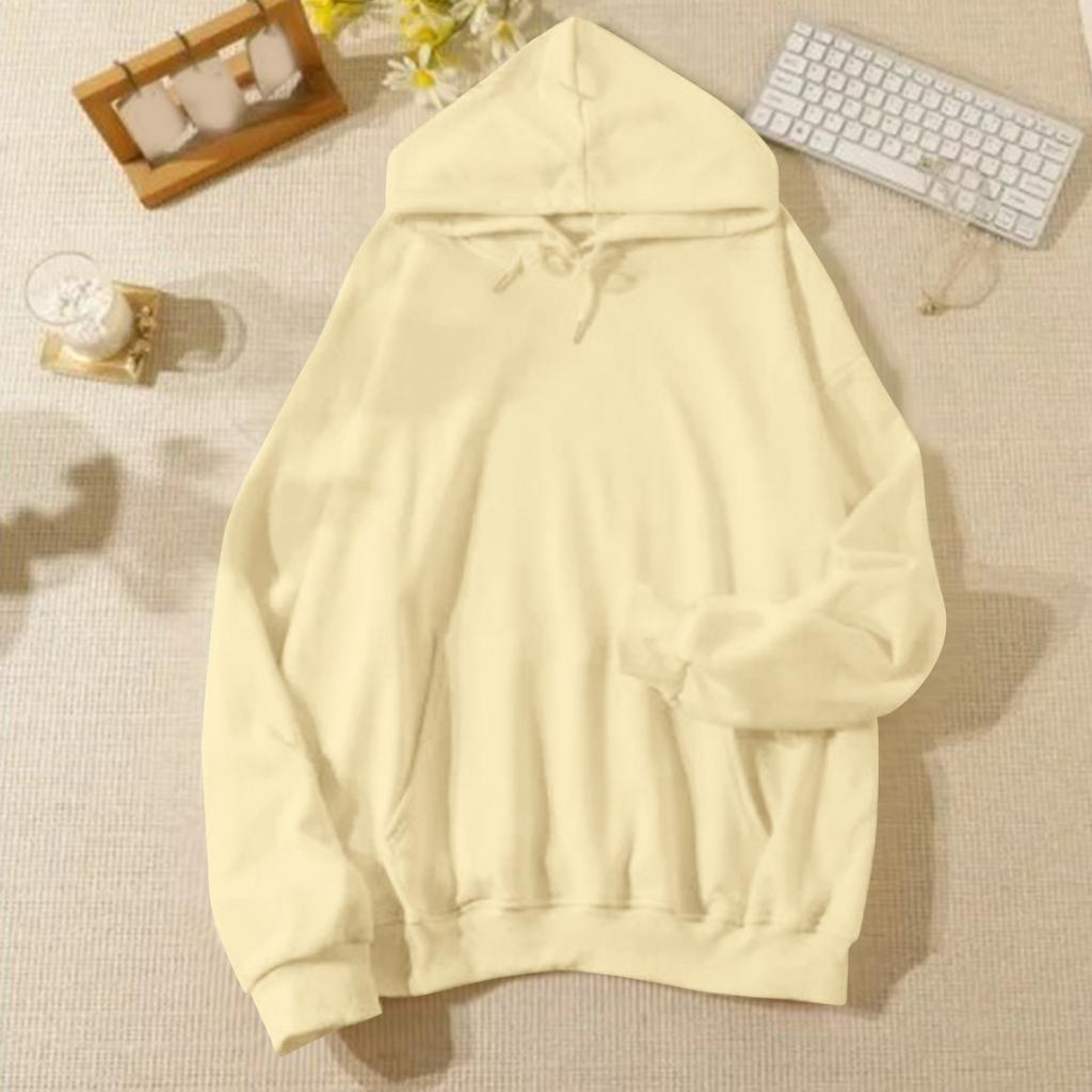 Женская повседневная и модная однотонная теплая рубашка с длинными рукавами и капюшоном, свободная и удобная толстовка