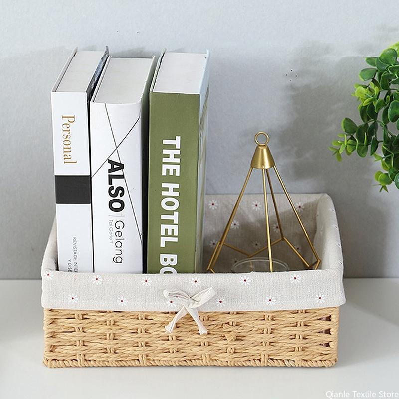 Woven Storage Baskets Organizers Kitchen Sundries Storage Baskets Cosmetics Snack Storage Box Desktop Organizer Container