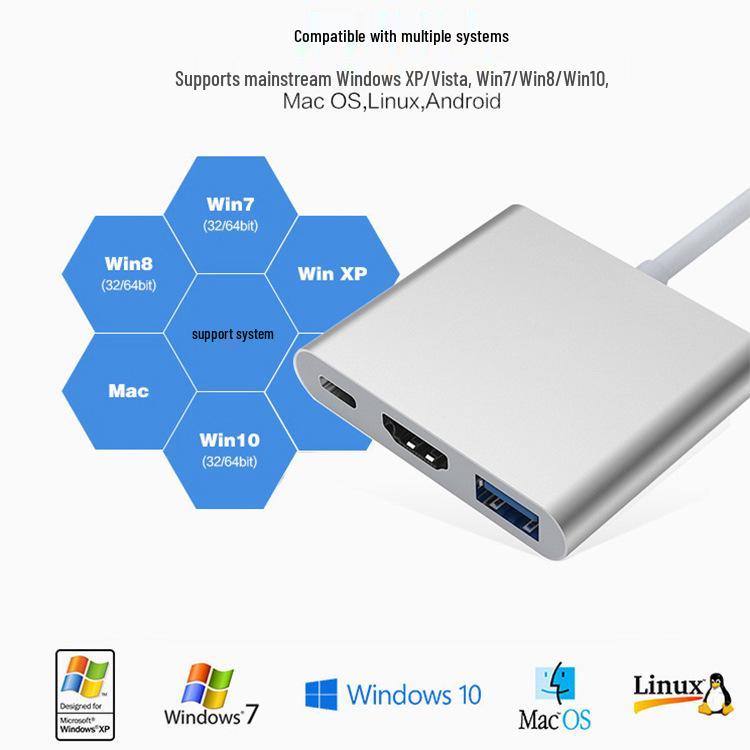3-в-1 док-станция-адаптер USB-C на HDMI
