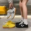 Fashion Spring and Autumn Fashion Trimmed Thick-soled Women's Sports Shoe Lace-up Flat-soled Couple Style Moral Training Shoes Plus Size
