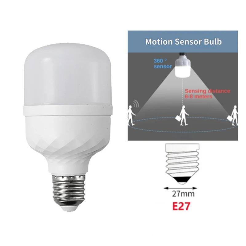 E27 LED Bulb 220V Voice Control Light Motion Sensor Radar Sensor Emergency Lamp For Home Living Room Stair Corridors Warehouse