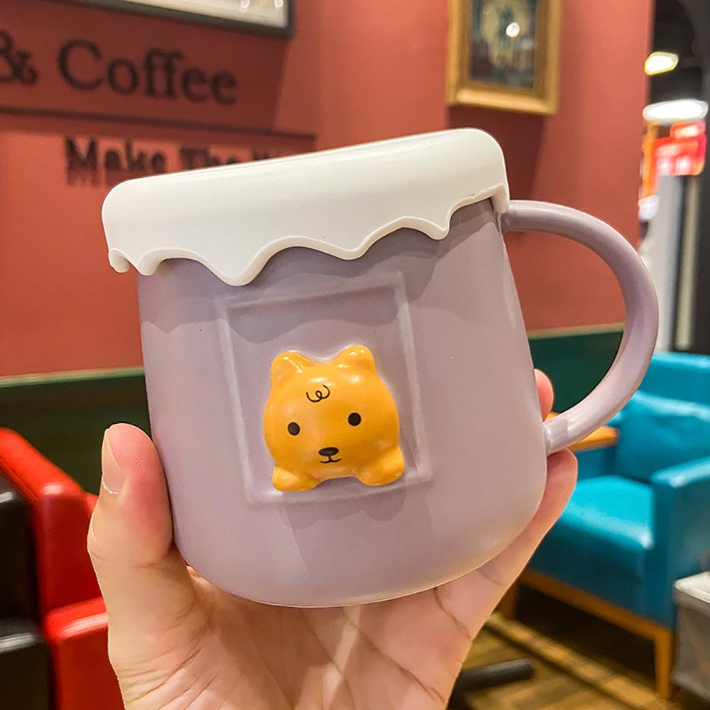 3D объемный рельеф Кружка пара стакан воды милый медведь кролик животное бытовая керамические кружки завтрак молоко детская чашка