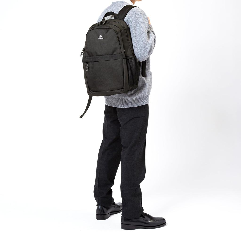Рюкзак B4, размер для хранения ПК, 27 л, круглый, тип 1, воздушная камера, школьная сумка, школьный рюкзак, черный x белый x белый, высота 46 x ширина 31 x глубина 19 см [Adidas] 15,6 дюйма