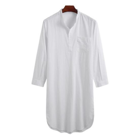 Мужская пижамная рубашка с длинным рукавом, однотонная универсальная ночная рубашка, повседневная одежда, дизайнерская рубашка с пуговицами, мужская поставка