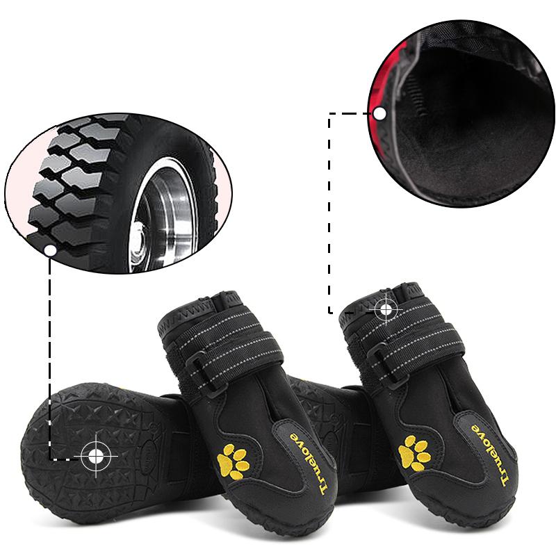 Truelove Обувь для собак Водонепроницаемые Теплые Ботинки Противоскользящая Подошва из ТПР Снежная Обувь Защищающая Лапы 4 шт. Обувь для Питомцев для Прогулок, Путешествий