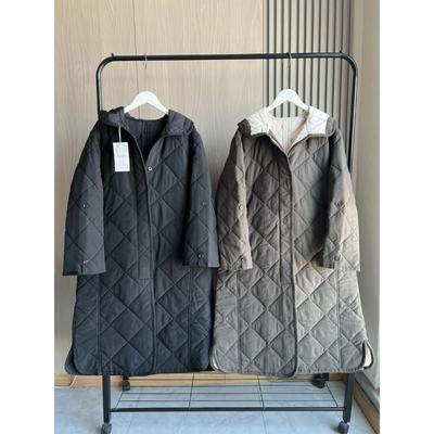 Осенне-зимняя женская серия, элегантная, с длинным рукавом и капюшоном, свободная версия, теплая хлопковая куртка, длинное пальто