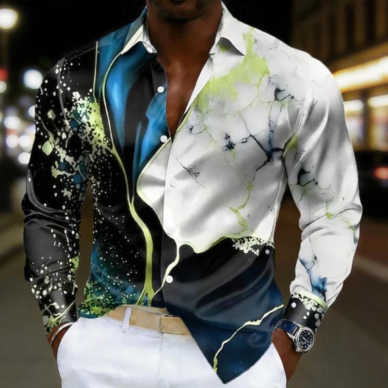Men S Long Sleeve Shirt 3d Print Casual Business Style