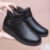 Middle-aged Women's Simple Fashion Winter Cotton Shoes Mom's Warm Fleece Lined Short Zipper Boots Waterproof Non-slip Soft Sole Ankle Boots