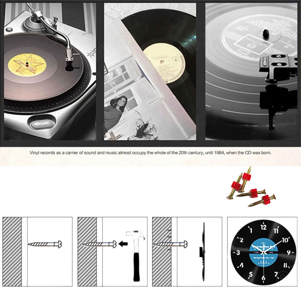 Ретро Стиль Настенные Часы с Обратным Ходом 12 Дюймов Тихий Механизм Виниловая Пластинка Настенные Часы для Украшения Гостиной