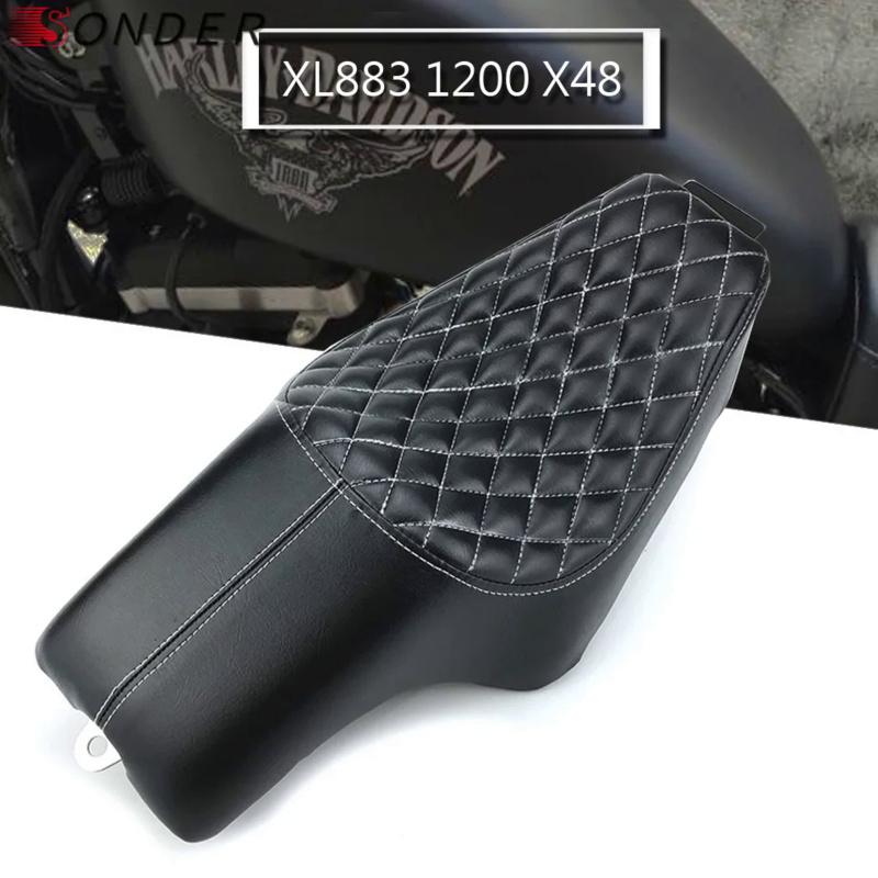 Black Motorcycle Driver Front Rear Passenger Seat Two Up Seat For Harley Sportster XL883 1200 X48 XL 1200 883 48 2004-2016