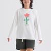 Sujia Anruo | Early Autumn Flower & Letter Print Striped Long Sleeve Tee