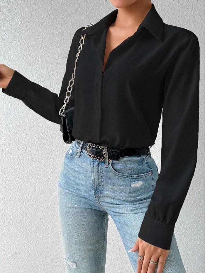 2024 Бестселлер Женский однотонный свободный комбинезон с длинным рукавом