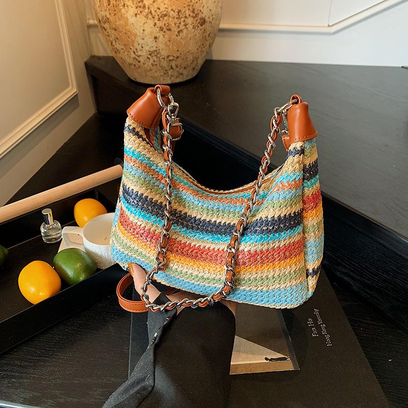 Плетеная сумка женская большой вместимости новая летняя через плечо для отпуска на море пляжная сумка