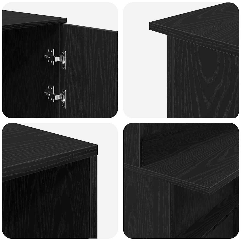 Reception Desk Black Oak Effect 200x50x103.5 cm Engineered Wood