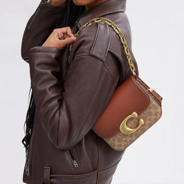 Coach Idol 21 Classic Logo Flap Chain Crossbody Bag Women bags Gold Brown CM551-B4XHG