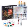 Acrylic Paint 24 Acrylic 10 Brushes 1 Waterproof Easy To Use On and Perfect for Coloring and Perfect Gift for Preschool and Elementary School Entrance