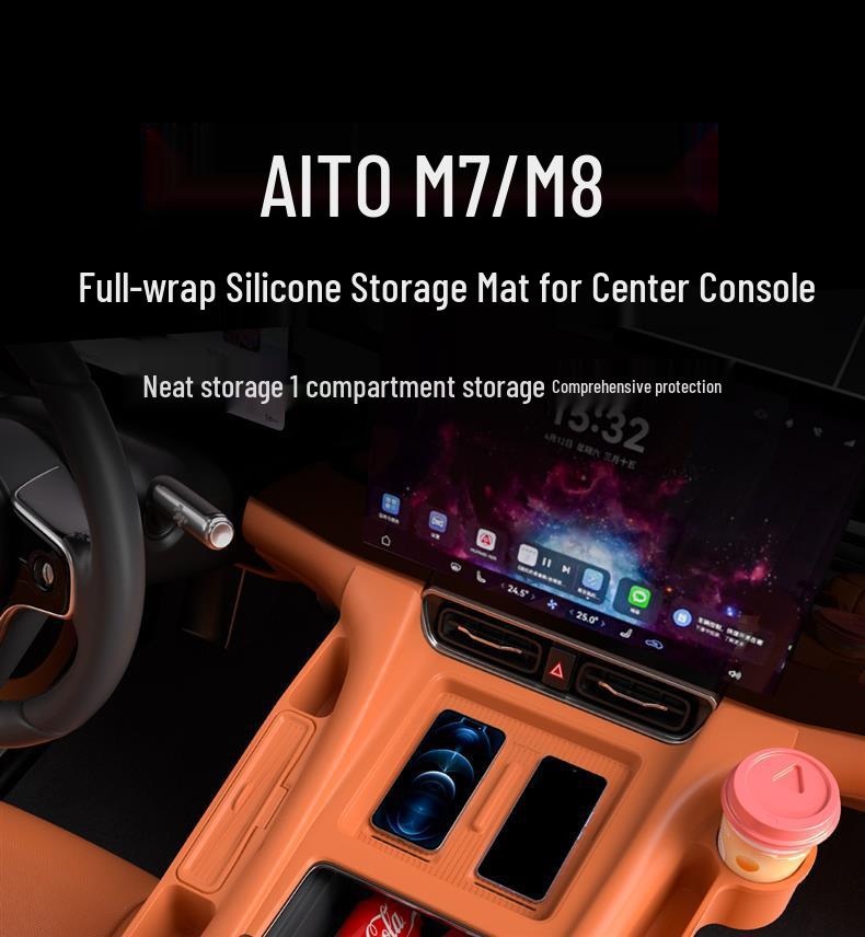 Силиконовый чехол-зарядка для AITO M7/M8 с противоскользящим ковриком для центральной консоли