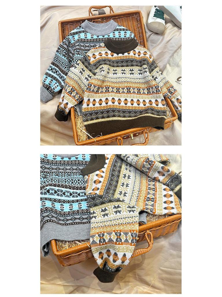 Boys' Thick Fleece-Lined Sweater: Winter 2025, Round Neck, Double-Layer Knit, Kids' Cardigan