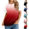 Women's Summer Casual Gradient Round Neck Raglan Sleeve Short Sleeve Loose T-shirt
