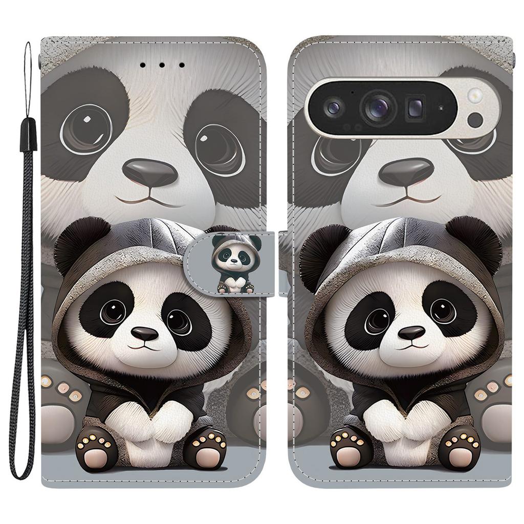 For Google Pixel 9 Pro XL Wallet Case Pattern Printing Leather Stand Phone Cover with Strap