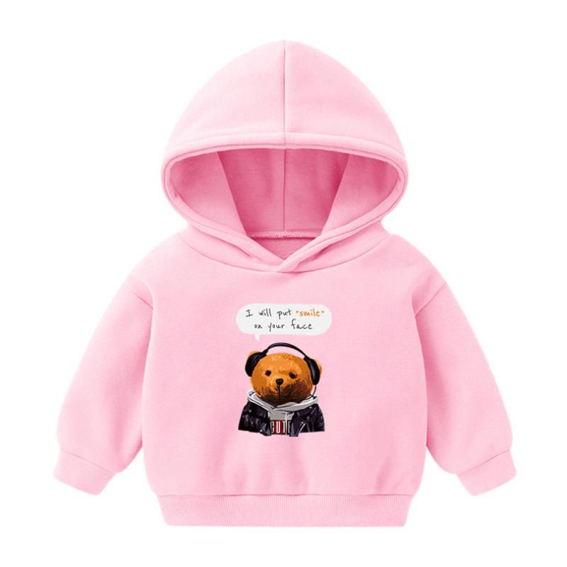 Детская толстовка с капюшоном с весенним мультяшным медведем для мальчиков и девочек
