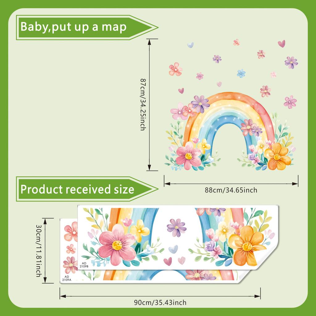 Радужная наклейка на стену с цветами, съемная самоклеящаяся, домашний декор для спальни, гостиной, украшение фона стены