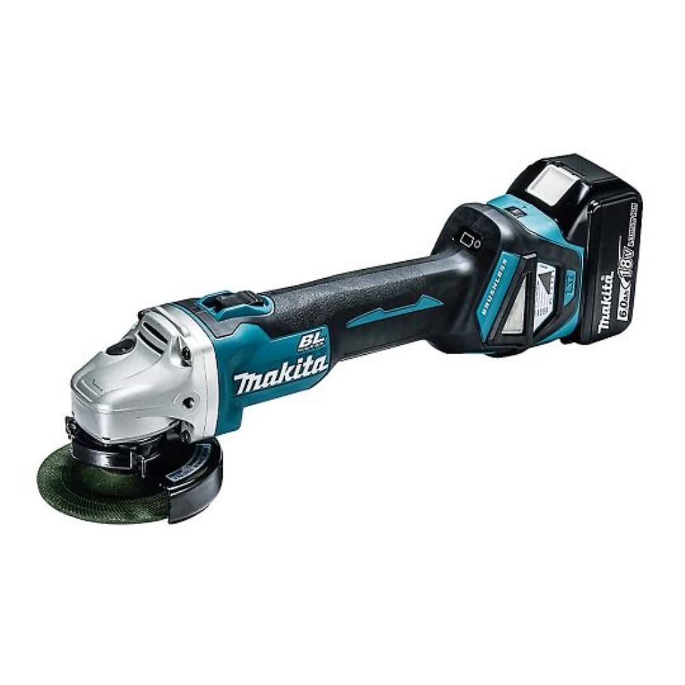 Makita 100 мм Бесщеточная Угловая 18 В с 2 и Кейсом Шлифмашинка, 6 Ач, Аккумуляторами, Зарядным Устройством, (GA412DRGX)