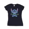 Womens/Ladies Lilo And Stitch Ohana Blue Glitch Cotton T-Shirt