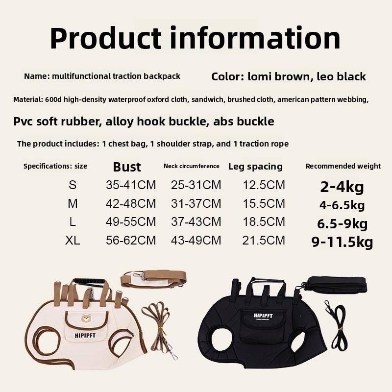 Hands-Free Pet Carrier Backpack, Breathable Portable Dog Cat Travel Bag with Safety Leash, for Small Dogs Cats Outdoor Hiking