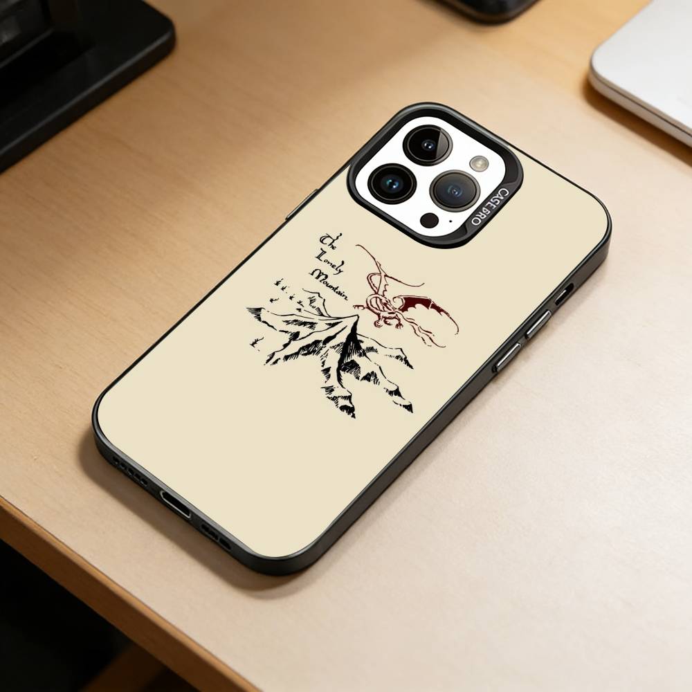 The Lord of the R-Rings Map Phone Case For iPhone 17,16,15,14,13,12,11 Plus,Pro Max,XS,Colored Silver Plated Inside Cover