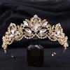 DIEZI New Baroque Korean Gold Color Crown Hair Accessories Luxury Crystal Tiara For Women Wedding Headdress Bridal Hair Zircon