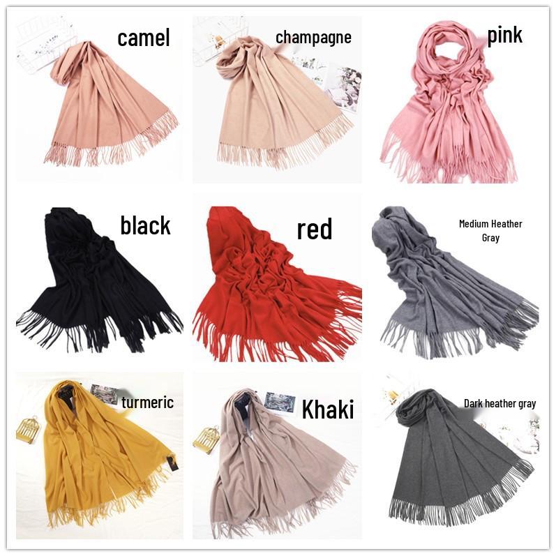 Wool & Cashmere Winter Scarf for Women & Men - Solid Color, Large, 2026 New
