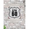House Number 60 Loft Style Metal Sign 20x20cm, Industrial Wall Decor