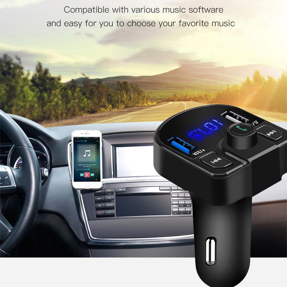 Car Dual USB Fast Charger FM Transmitter Bluetooth 5.0 Handsfree Car Kit Audio Modulator MP3 Player Audio Receiver