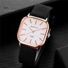 Square Quartz Watch Simple Elegant Adjustable Men Lady Minimalistic Design Anti-rust Faux Leather Quartz Watch