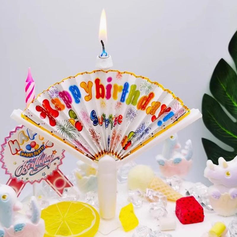 1PC Birthday Candle Fan-Shaped Baking Party Decoration Candle Korean Birthday Candle Birthday Party Candle Funny 14.7cm