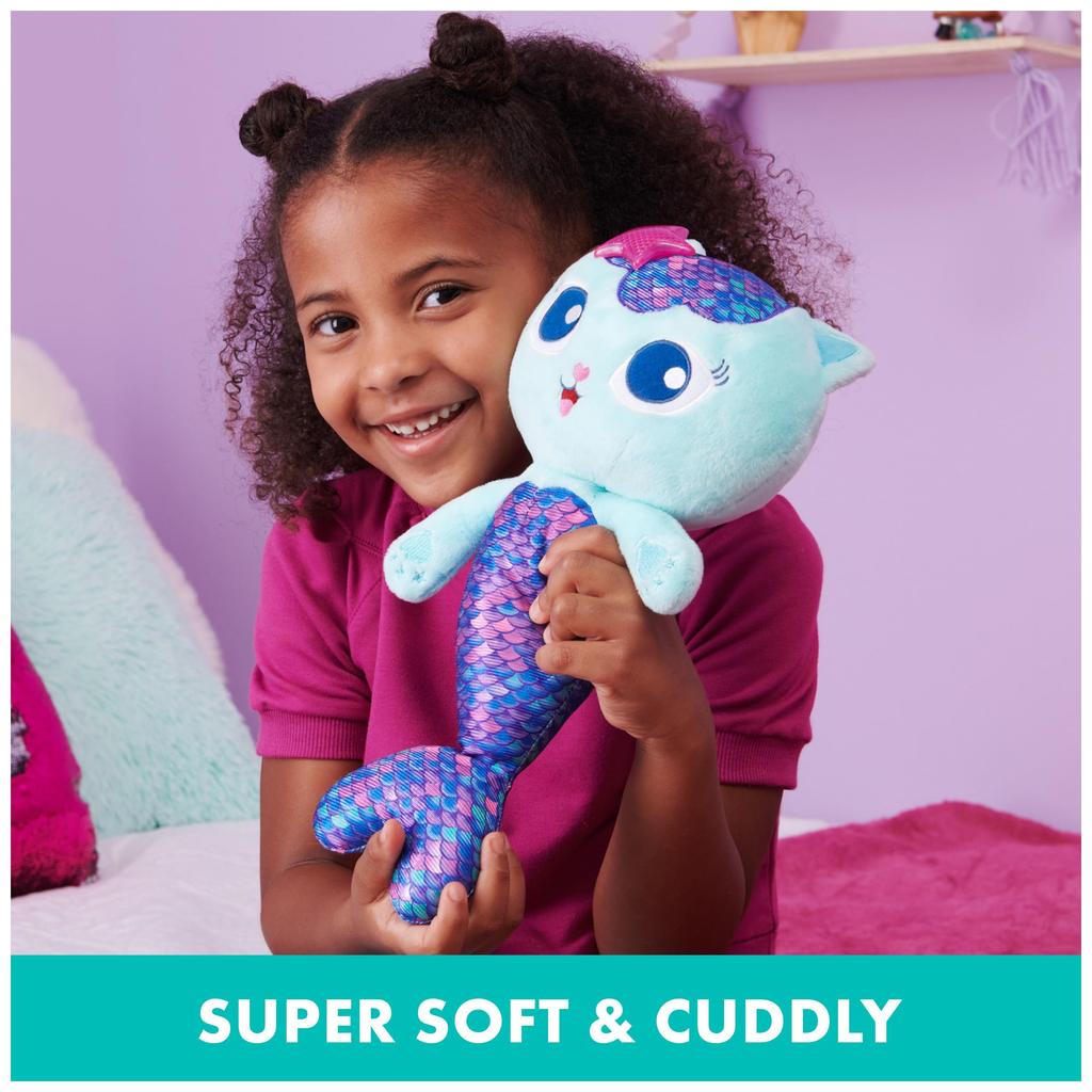 Gabby's Dollhouse 14-inch Interactive Talking MerCat Plush Toy for Kids with Lights, Music, and Phrases, for Girls and Boys Ages 3+