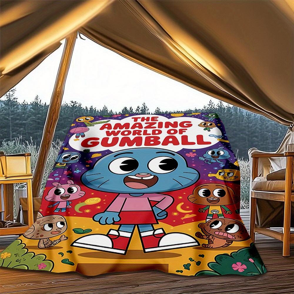 1pc Gumball, Amazing World, Cartoon Network Digital Printed Flannel Blanket, Super Soft Plush Fleece Bed Cover, Multipurpose Four Season Bla