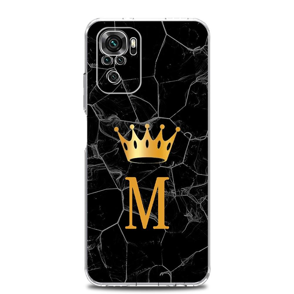 Чехол для телефона Xiaomi Redmi Note 13 12 5G 9S 9 8 10 11 Pro Plus 4G 9T 13C 12C10C 9C 9A 7 прозрачный чехол с изображением короны и букв от A до Z
